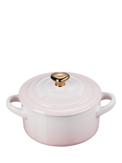 Le Creuset Stoneware Heart Mini Round Casserole, 10cm, Shell Pink