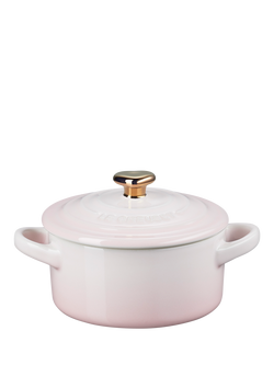 Le Creuset Stoneware Heart Mini Round Casserole, 10cm - view 2, Shell Pink