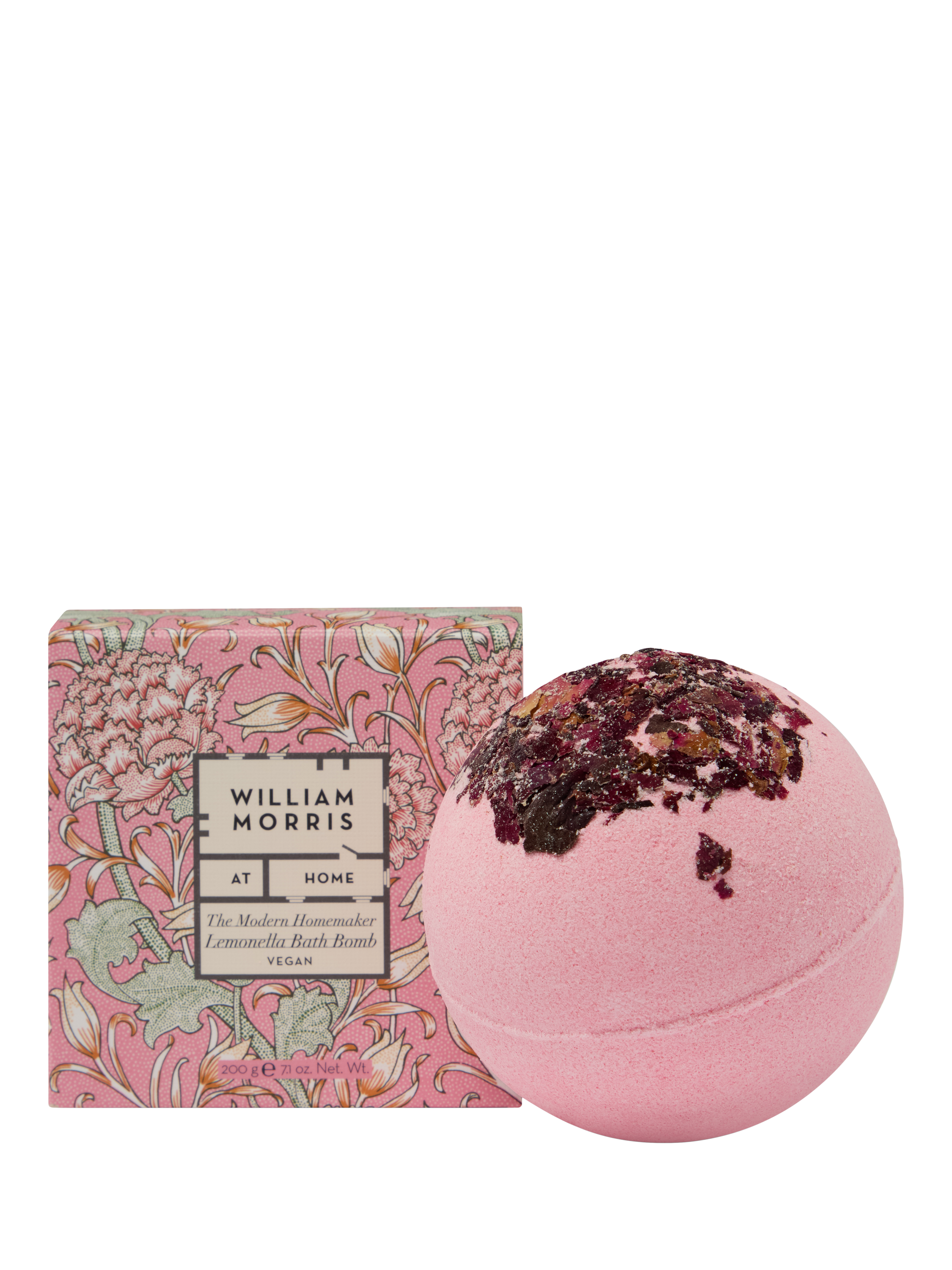 Product image 1 of 4, which shows William Morris At Home Rose Petal Bath Bomb, 200g