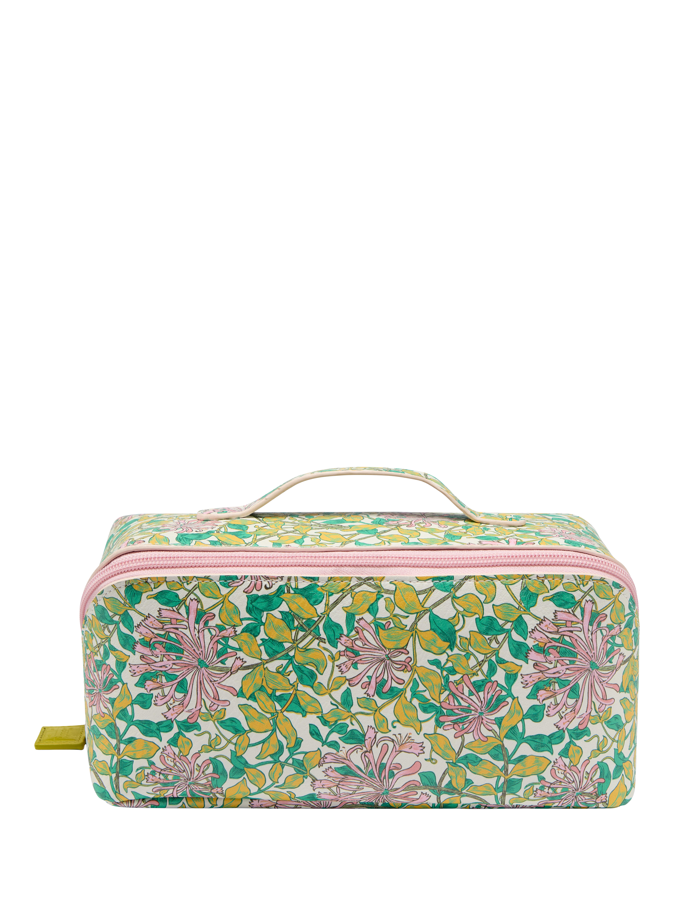 Product image 2 of 5, which shows William Morris At Home Honeysuckle Beauty Wash Bag, Green/Pink