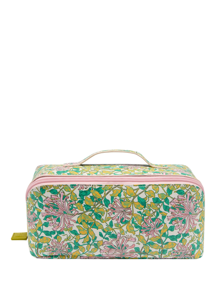 William Morris At Home Honeysuckle Beauty Wash Bag, Green/Pink - view 2, Green/Pink