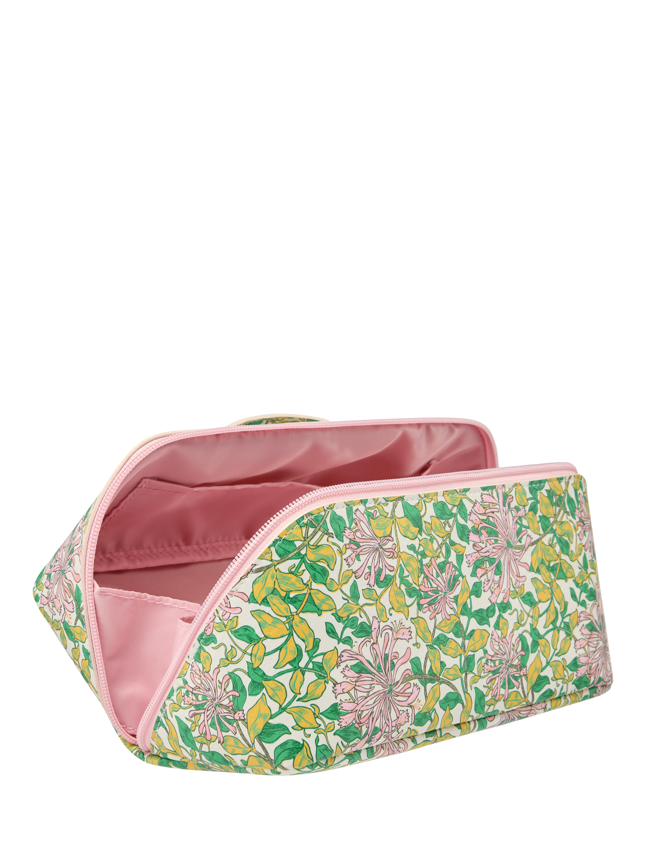 Product image 4 of 5, which shows William Morris At Home Honeysuckle Beauty Wash Bag, Green/Pink
