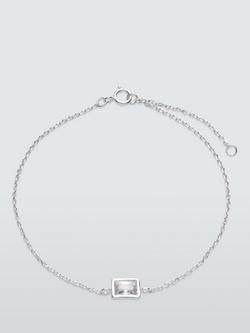 John Lewis Baguette Cut Cubic Zirconia Bracelet, Silver, Silver
