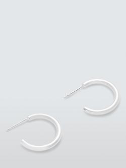 John Lewis Medium Half Hoop Earrings, Silver, Silver