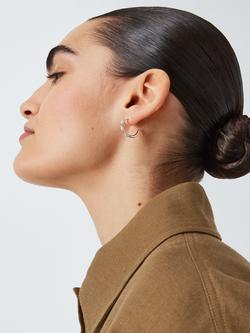 John Lewis Medium Half Hoop Earrings, Silver - view 2, Silver