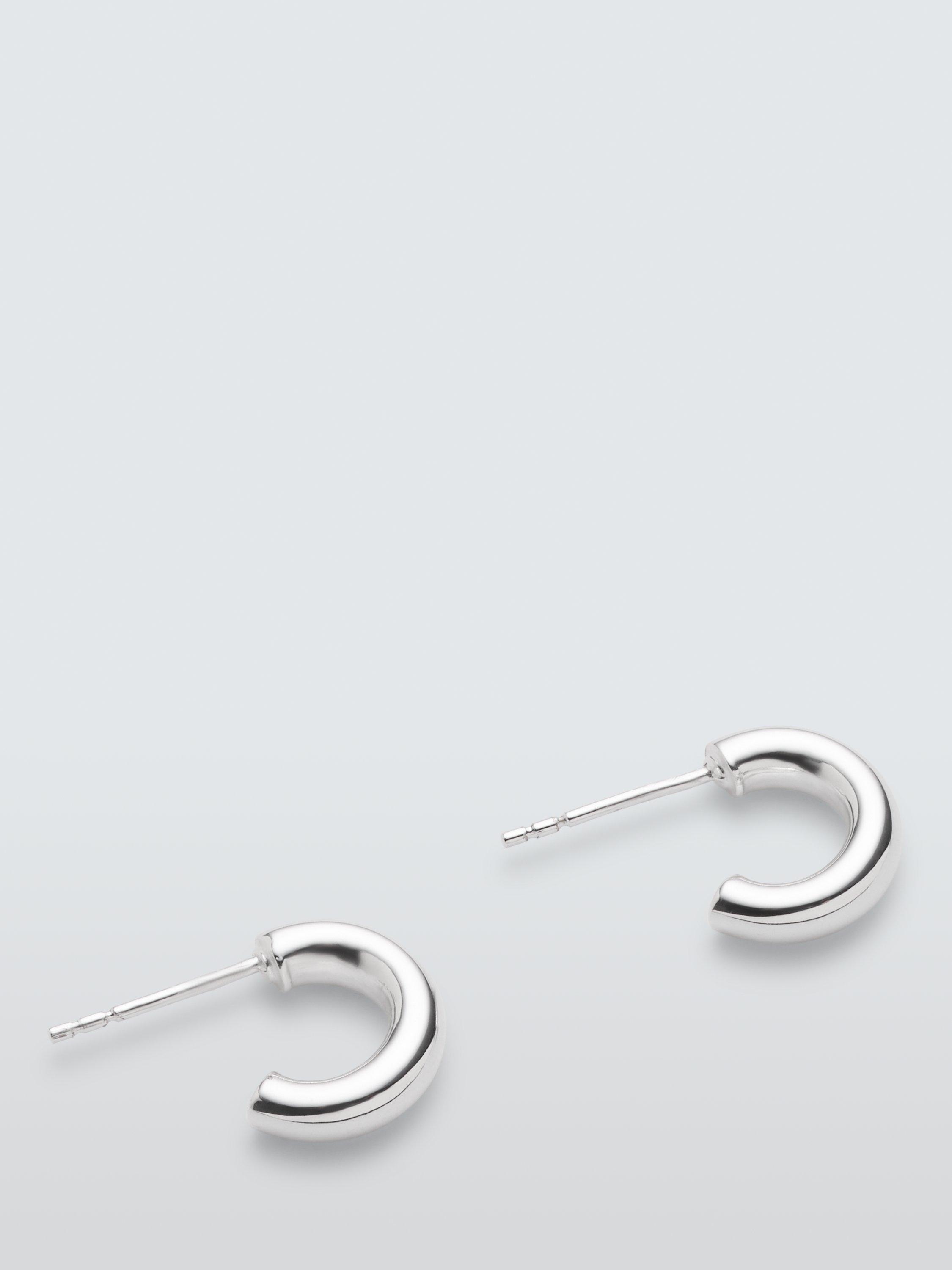 Product image 1 of 5, which shows John Lewis Small Half Hoop Earrings, Silver