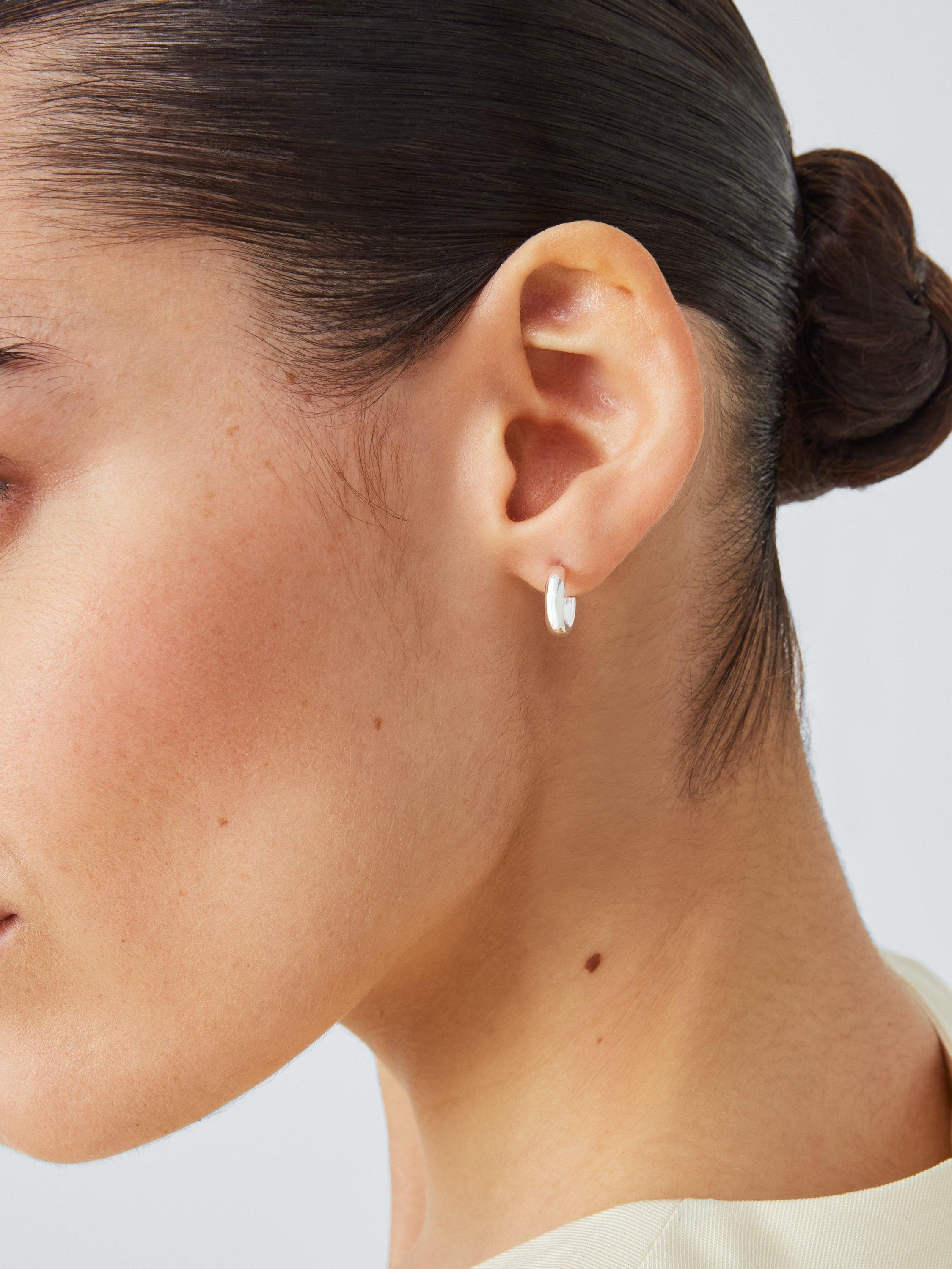Product image 2 of 5, which shows John Lewis Small Half Hoop Earrings, Silver