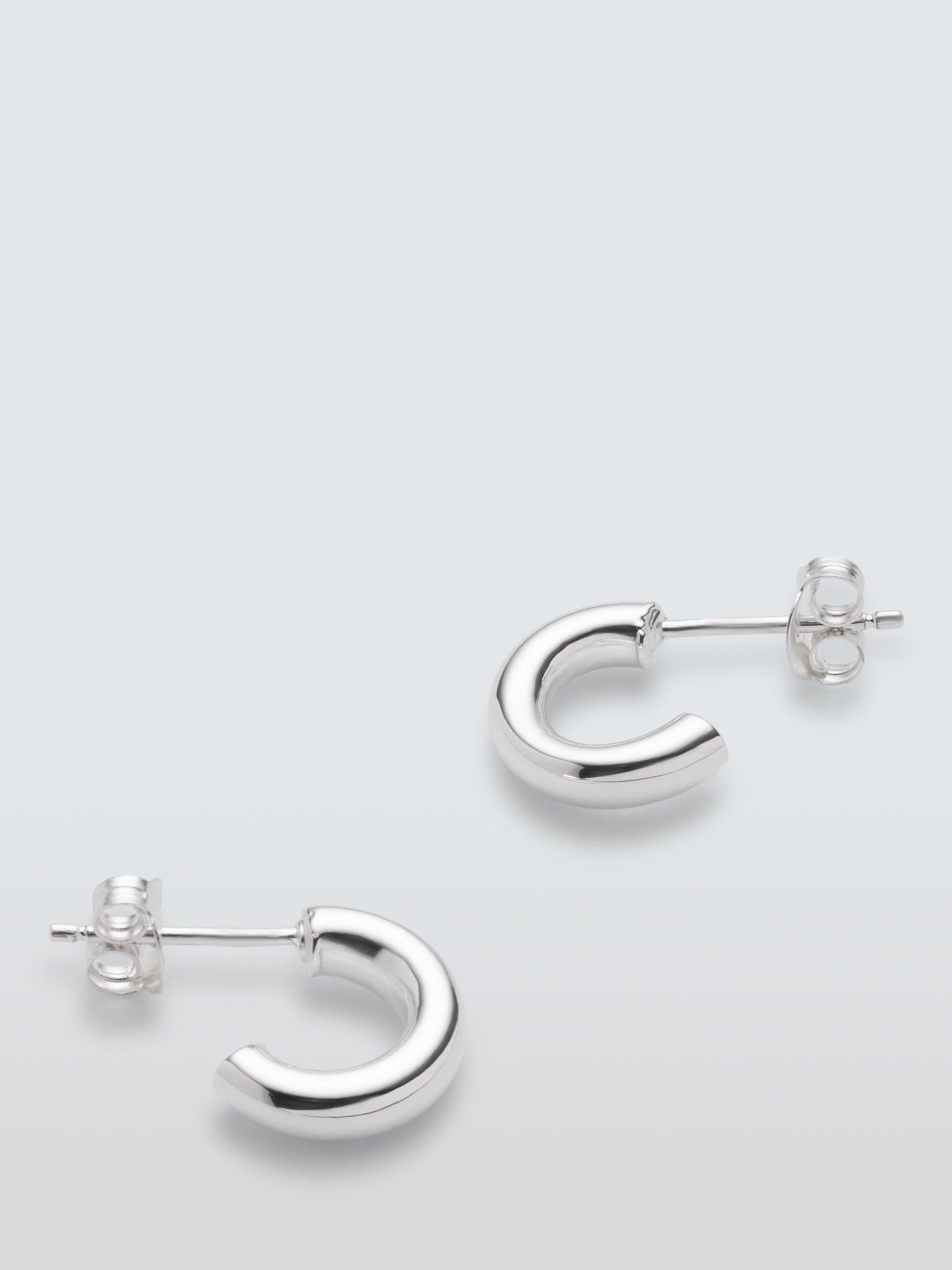 Product image 3 of 5, which shows John Lewis Small Half Hoop Earrings, Silver