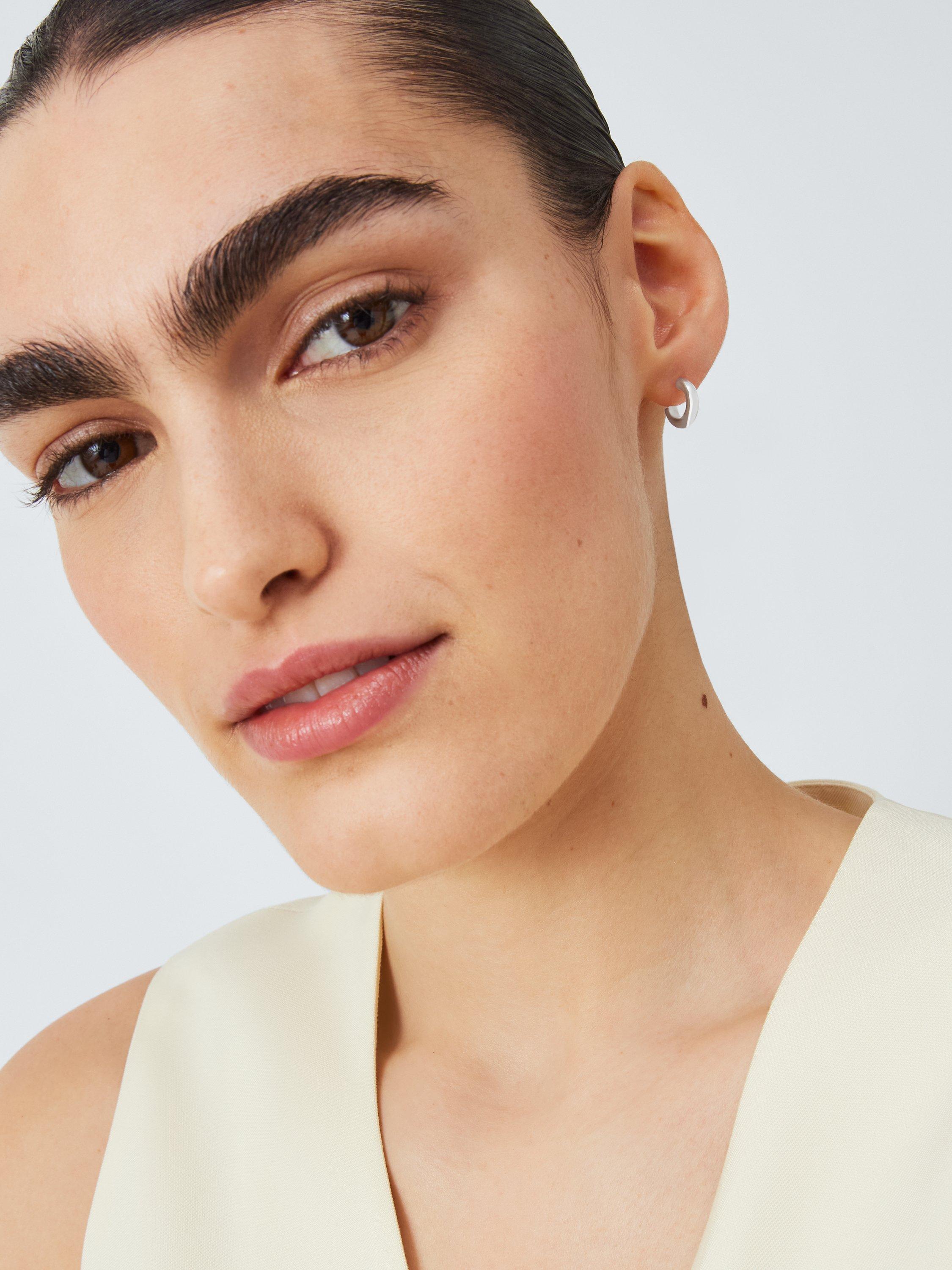 Product image 4 of 5, which shows John Lewis Small Half Hoop Earrings, Silver