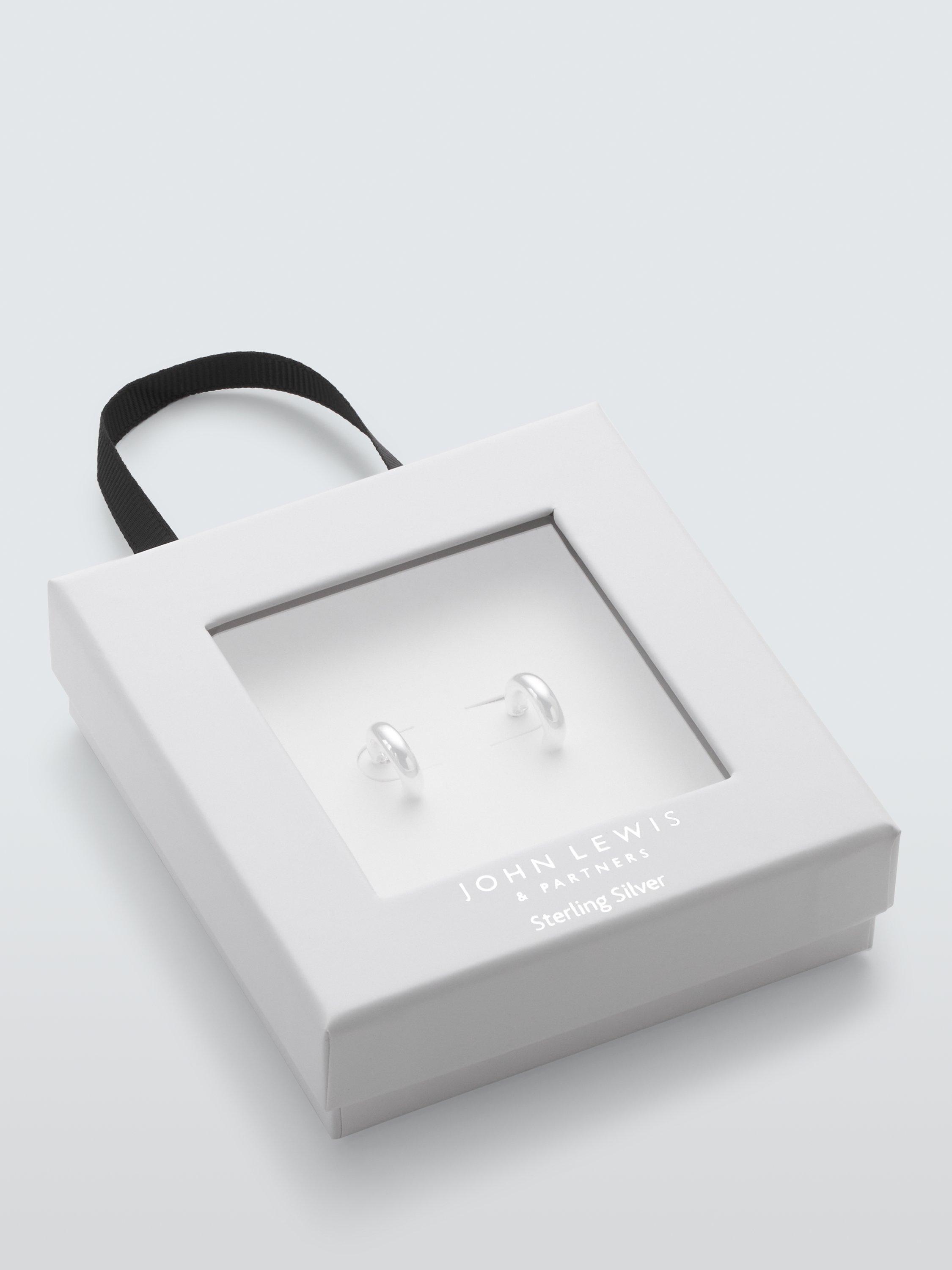 Product image 5 of 5, which shows John Lewis Small Half Hoop Earrings, Silver