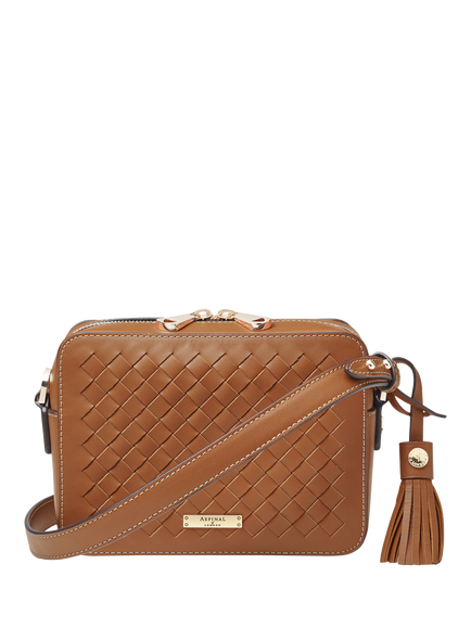 Aspinal of London Leather Camera Cross Body Bag, Tan