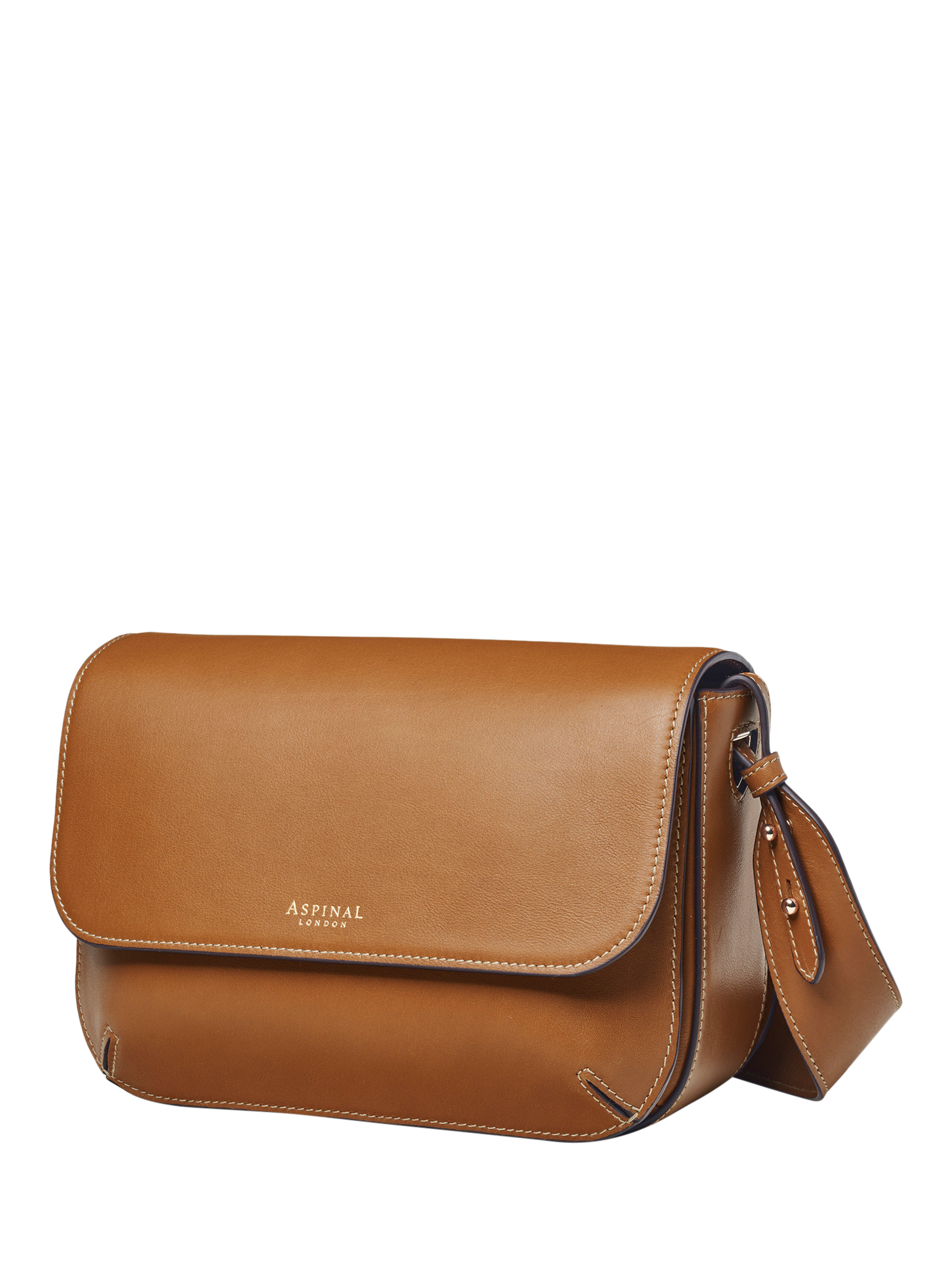 Product image 2 of 8, which shows Aspinal of London Ella Grande Leather Cross Body Bag, Tan