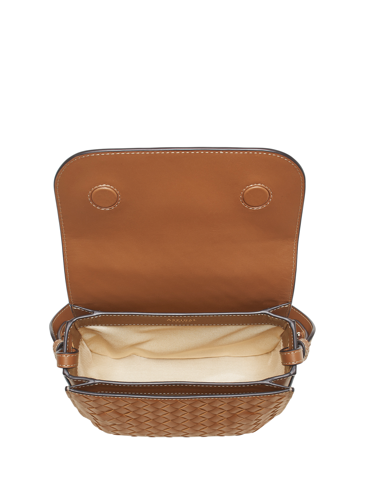 Product image 5 of 8, which shows Aspinal of London Ella Leather Cross Body Bag, Tan