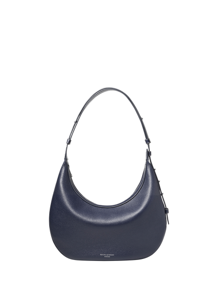 Aspinal of London Soho Grain Leather Large Crescent Bag, French Navy