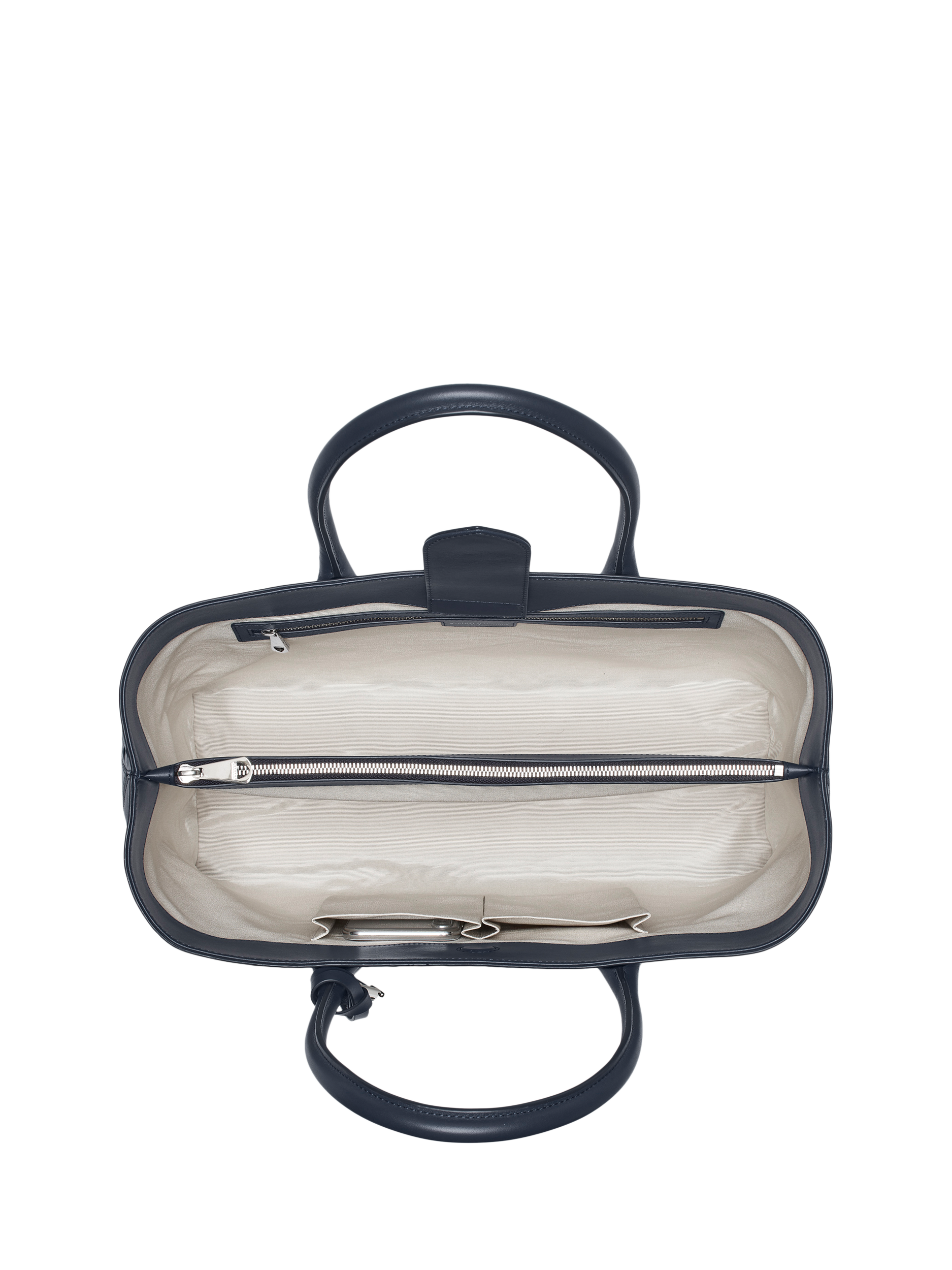Product image 4 of 4, which shows Aspinal of London Slot Weave Leather London Tote Bag, French Navy