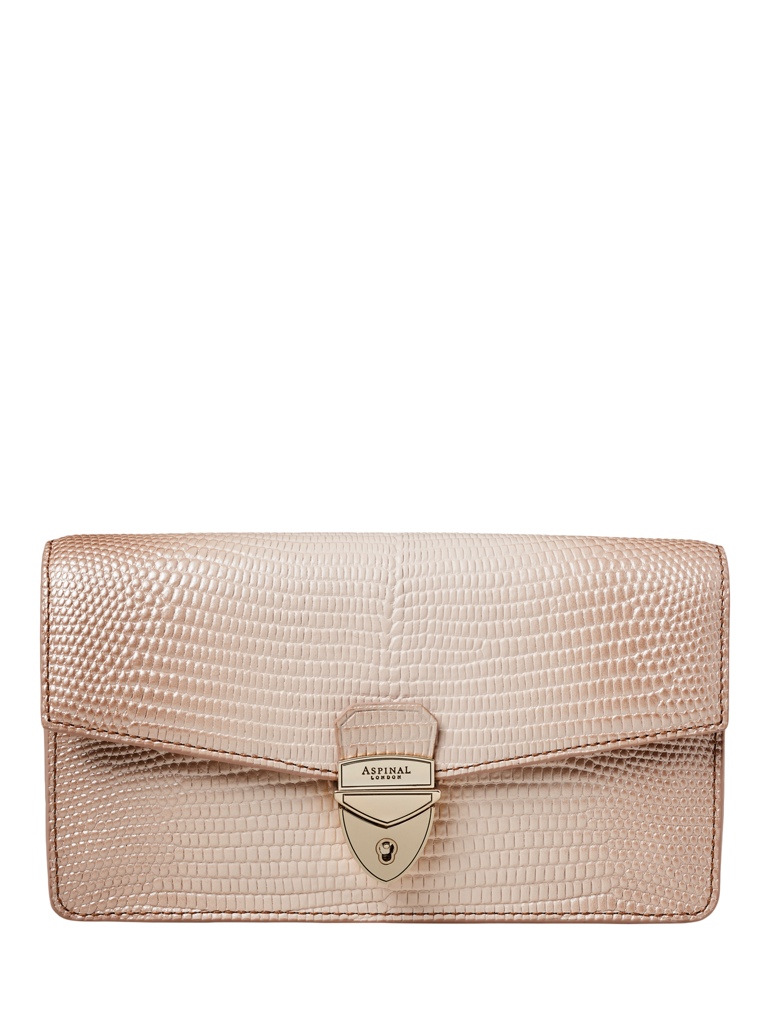 Product image 2 of 7, which shows Aspinal of London Mayfair 2 Leather Clutch Bag, Oyster