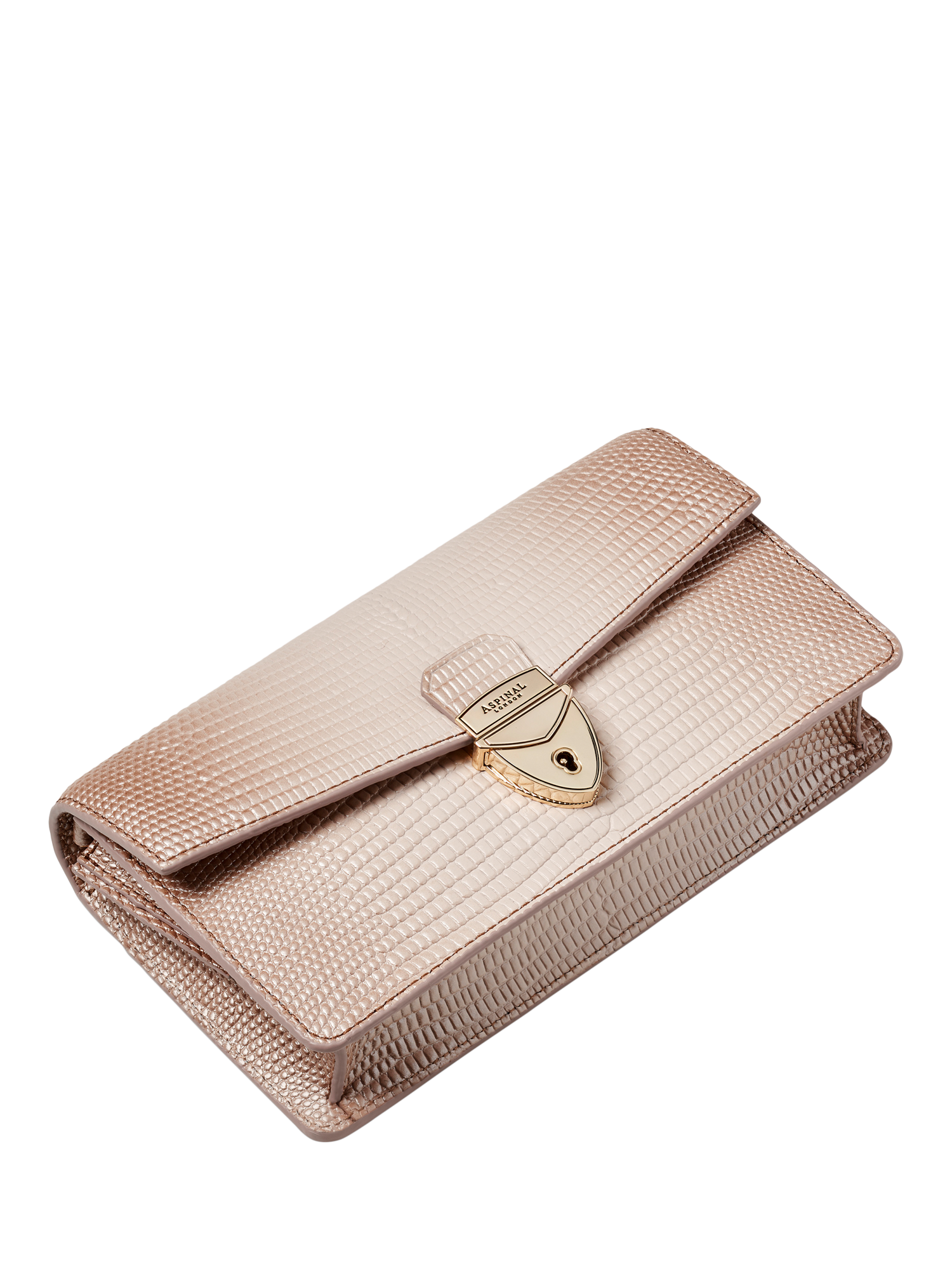 Product image 4 of 7, which shows Aspinal of London Mayfair 2 Leather Clutch Bag, Oyster