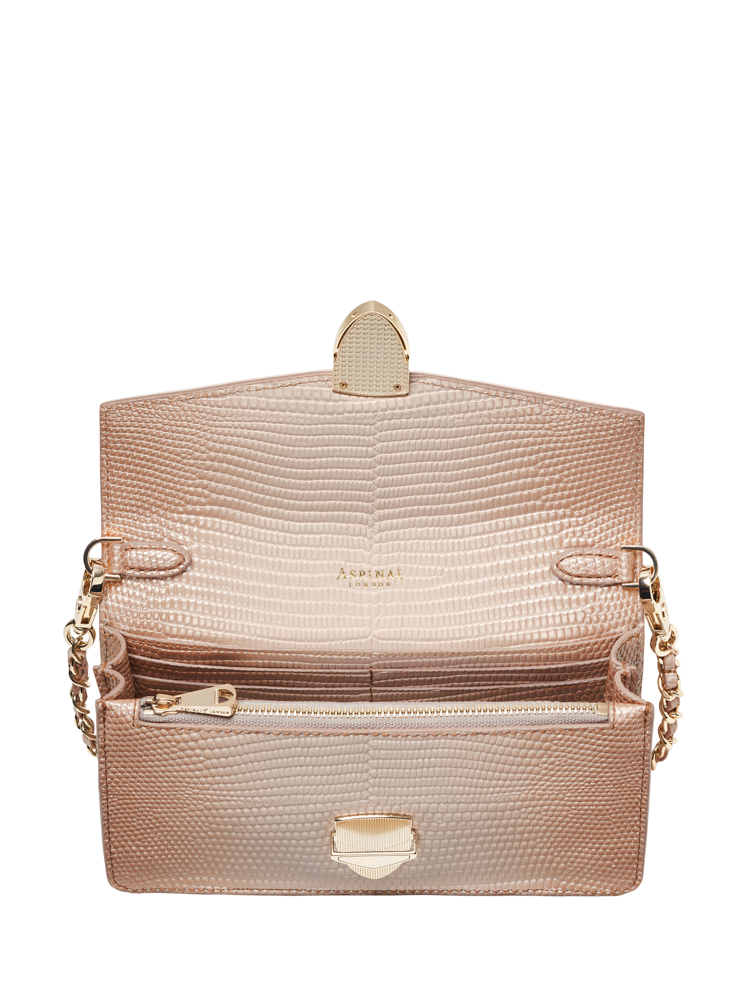 Product image 6 of 7, which shows Aspinal of London Mayfair 2 Leather Clutch Bag, Oyster