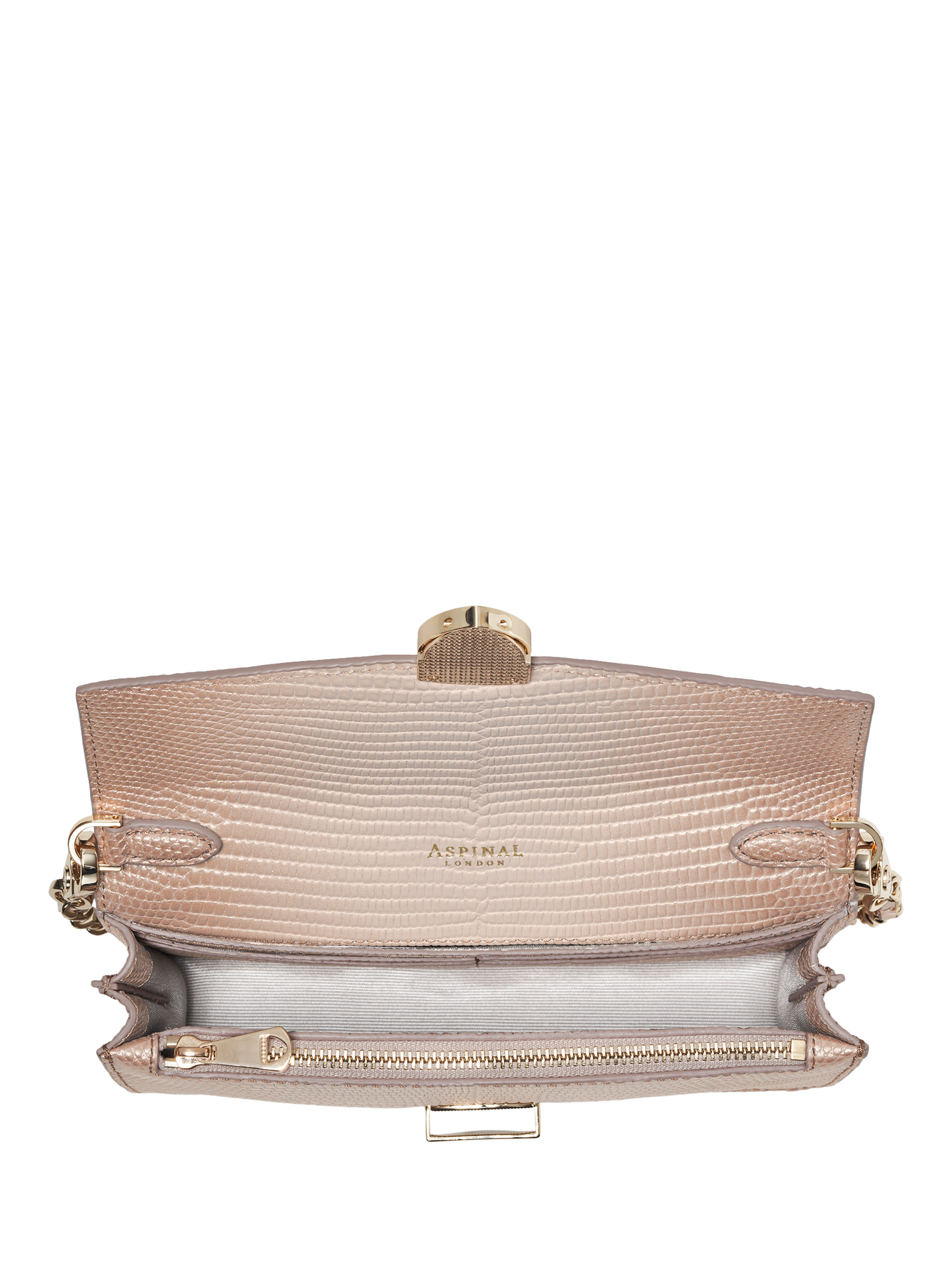 Product image 7 of 7, which shows Aspinal of London Mayfair 2 Leather Clutch Bag, Oyster