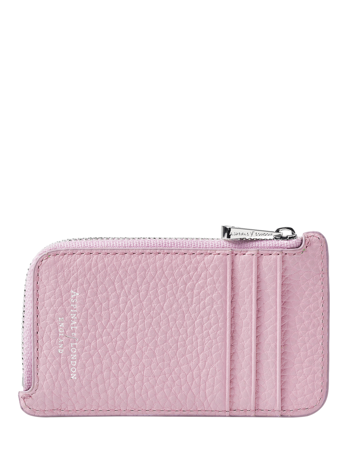 Aspinal of London Leather Zipped Coin & Card Holder, Lilac