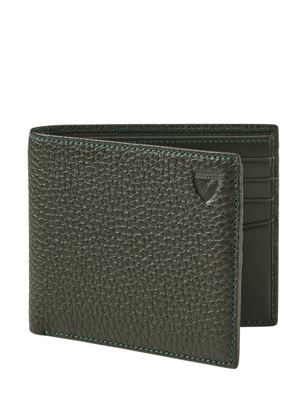 Aspinal of London Single Billfold Card Holder Leather Wallet, Forest Green - view 2, Forestgreen