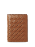 Aspinal of London Woven Leather Double Fold Card Holder, Tan