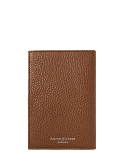 Aspinal of London Pebble Leather Passport Cover - view 2, Tobacco