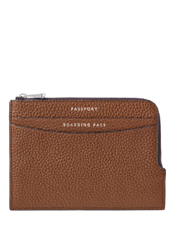 Aspinal of London Leather Zipped Travel Wallet, Tobacco