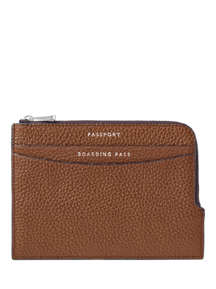 Aspinal of London Leather Zipped Travel Wallet, Tobacco