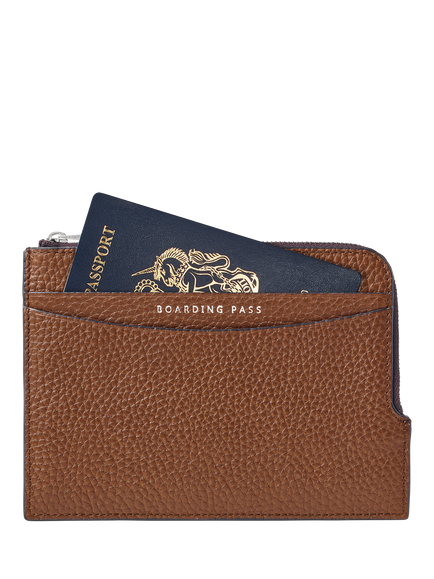 Aspinal of London Leather Zipped Travel Wallet - view 2, Tobacco