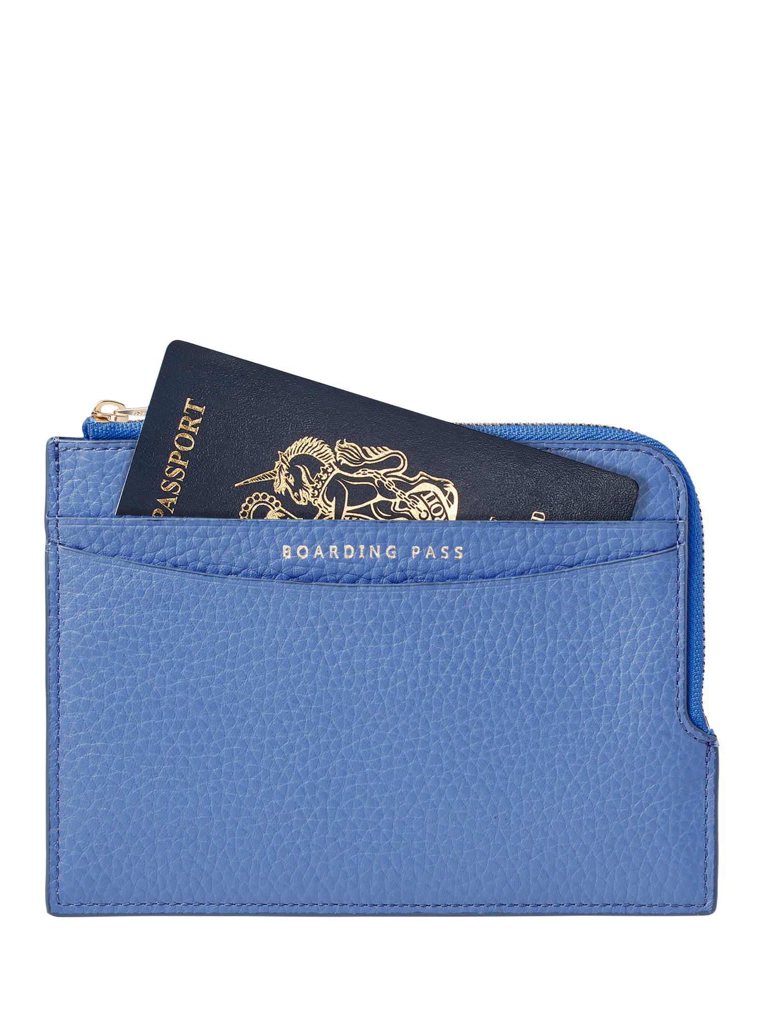 Product image 2 of 4, which shows Aspinal of London Leather Zipped Travel Wallet, Capri Blue