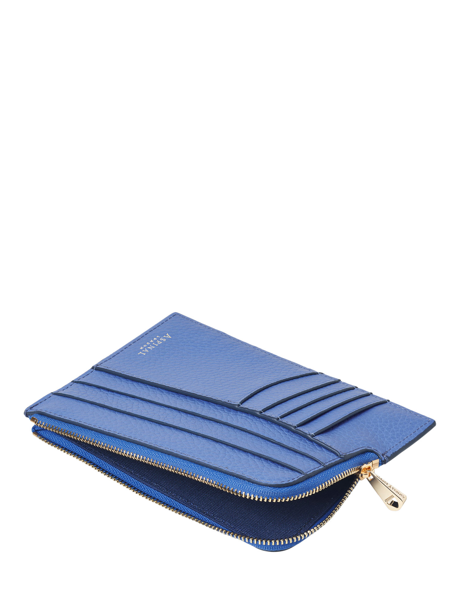 Product image 4 of 4, which shows Aspinal of London Leather Zipped Travel Wallet, Capri Blue
