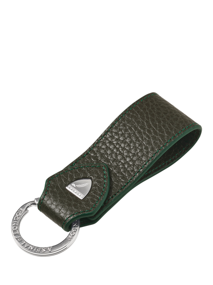 Aspinal of London Small Pebble Leather Loop Keyring, Forest Green