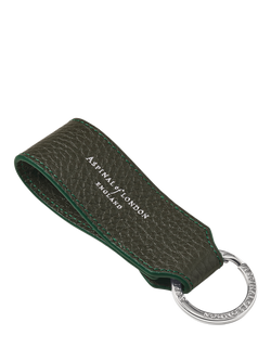 Aspinal of London Small Pebble Leather Loop Keyring - view 2, Forest Green