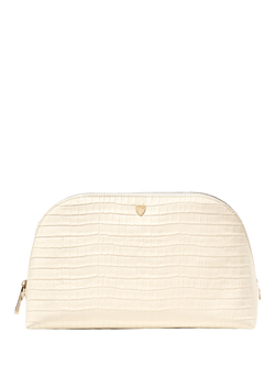 Aspinal of London Leather Classic Toiletry Bag, Ivory