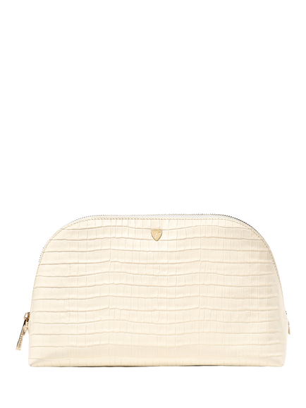 Aspinal of London Leather Classic Toiletry Bag, Ivory