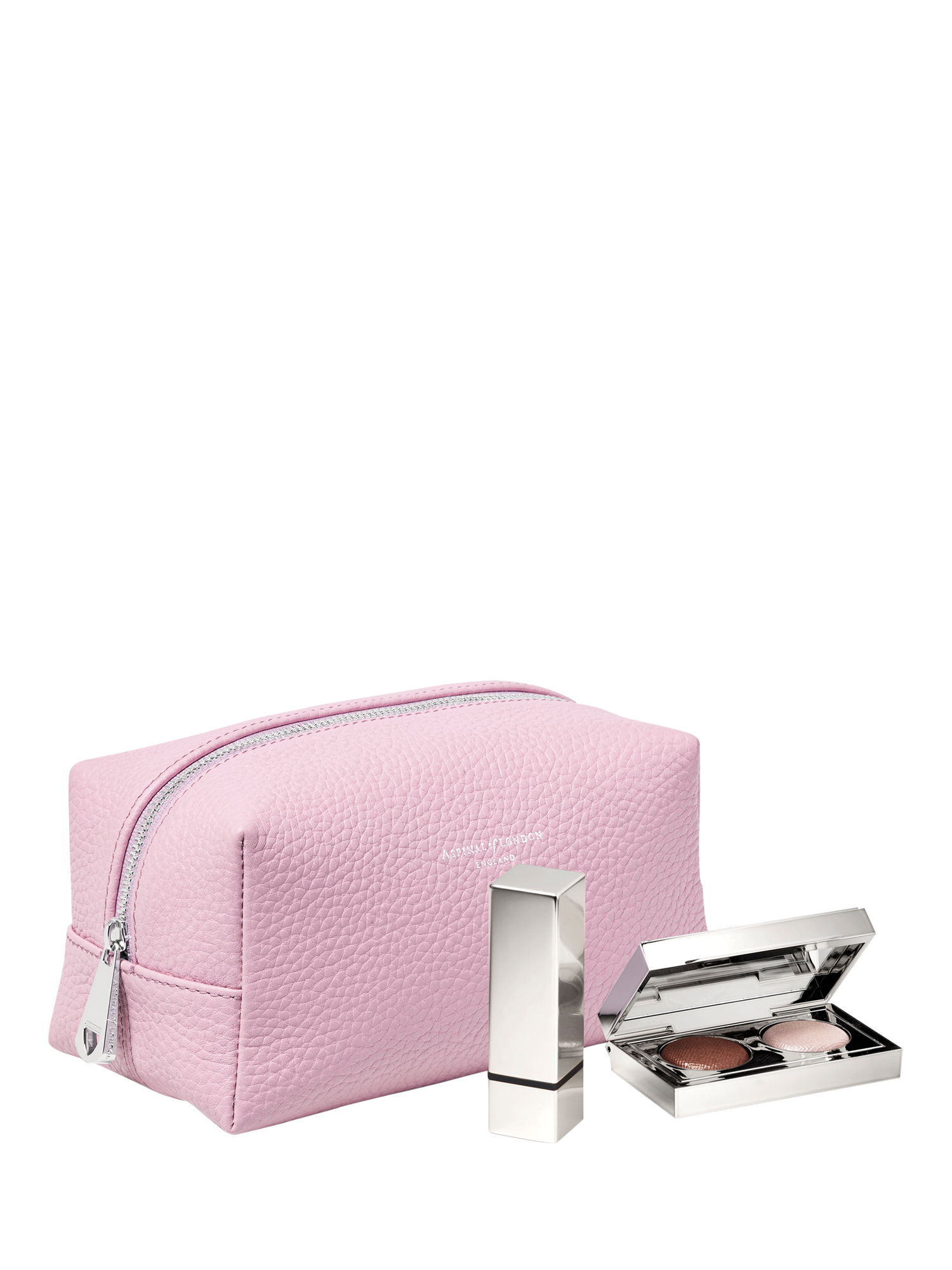 Product image 2 of 4, which shows Aspinal of London Medium Pebble Leather Makeup Bag, Lilac
