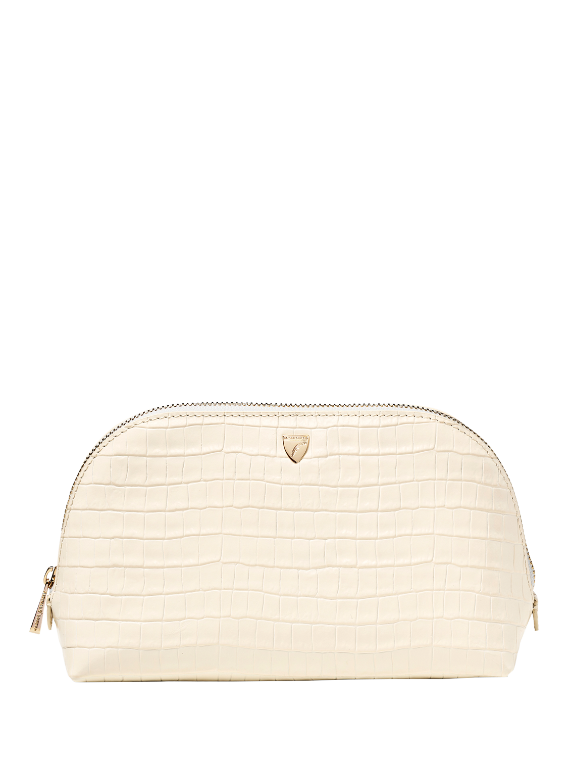 Product image 1 of 4, which shows Aspinal of London Leather Classic Makeup Case, Ivory