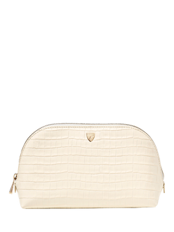 Aspinal of London Leather Classic Makeup Case, Ivory