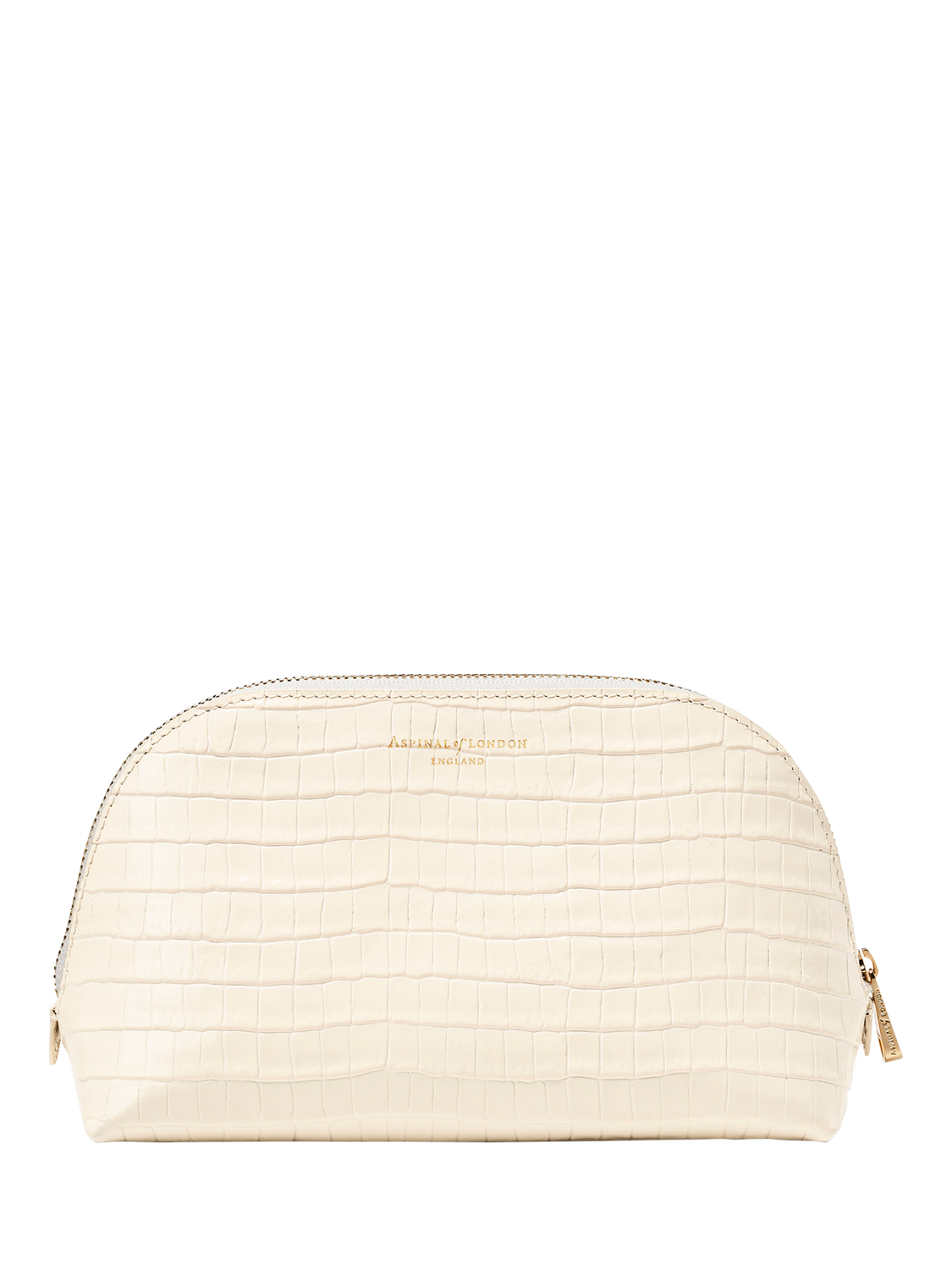Product image 2 of 4, which shows Aspinal of London Leather Classic Makeup Case, Ivory