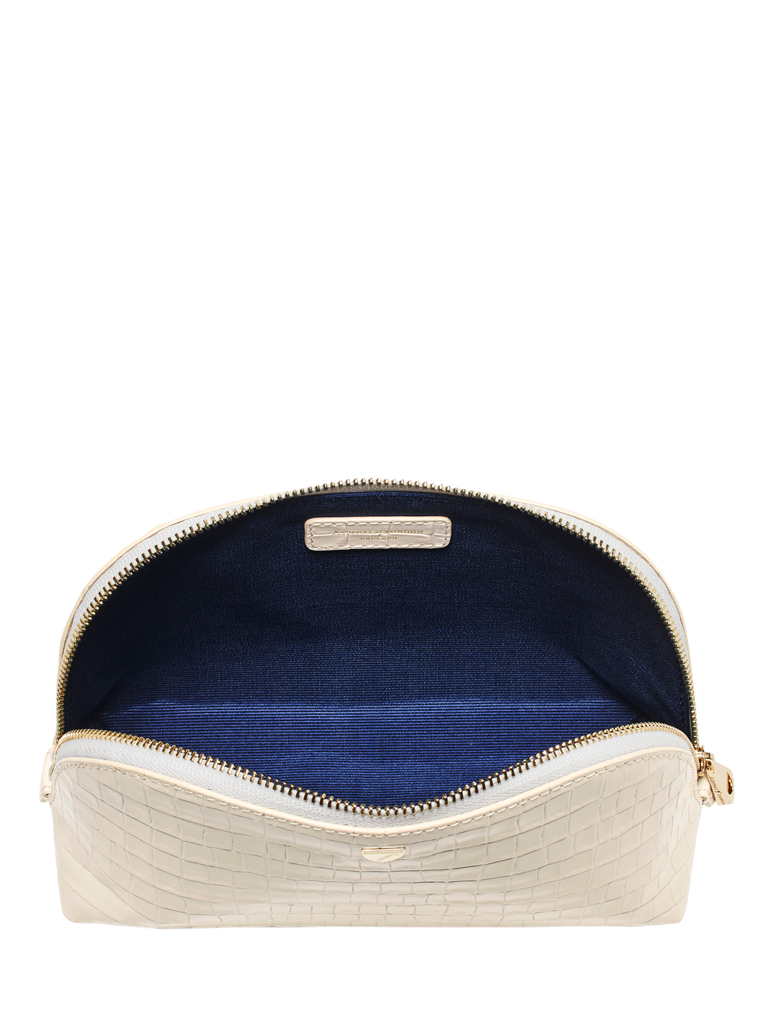 Product image 4 of 4, which shows Aspinal of London Leather Classic Makeup Case, Ivory