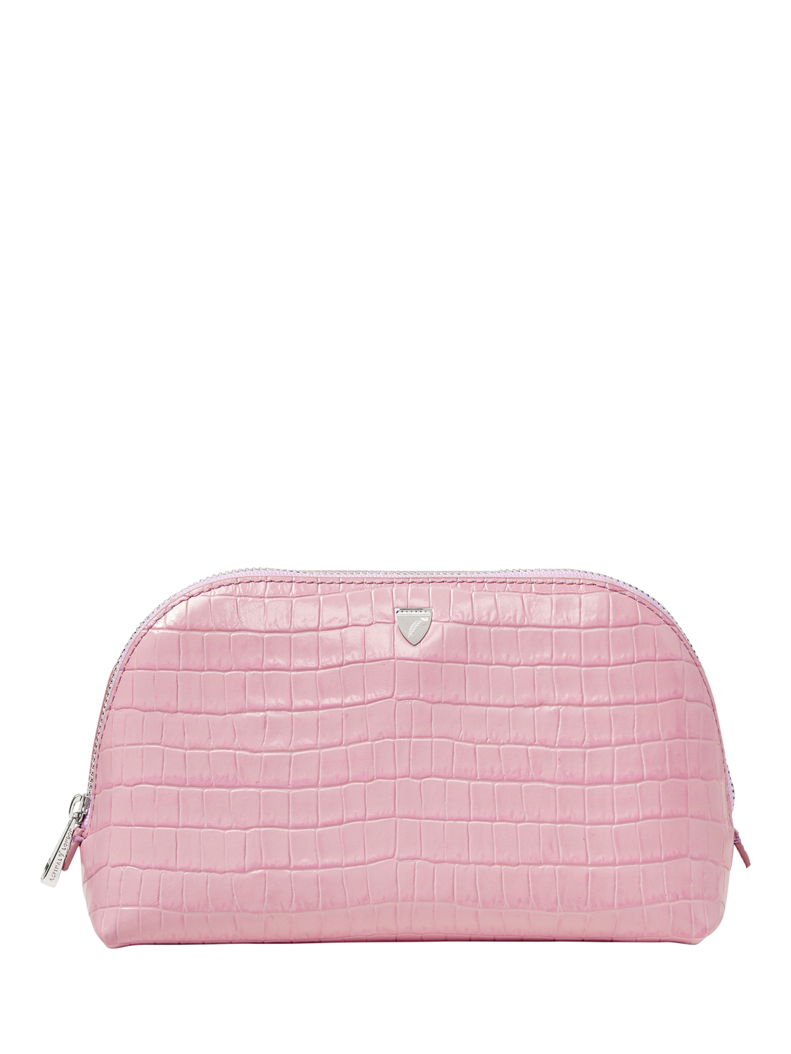 Aspinal of London Croc Effect Leather Classic Makeup Case, Lilac
