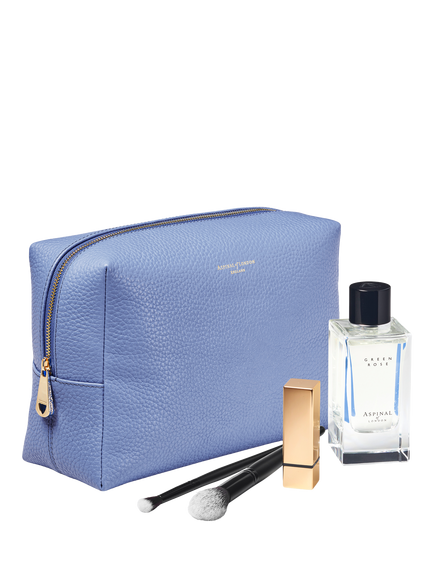 Aspinal of London London Leather Toiletry Bag - view 2, Capri Blue