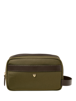 Aspinal of London Zipped Washbag, Khaki, Khaki