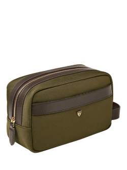 Aspinal of London Zipped Washbag, Khaki - view 2, Khaki