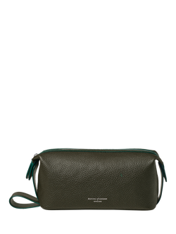 Aspinal of London Reporter Pebble Leather Wash Bag, Forest Green