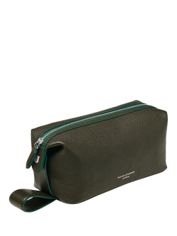 Aspinal of London Reporter Pebble Leather Wash Bag - view 2, Forest Green