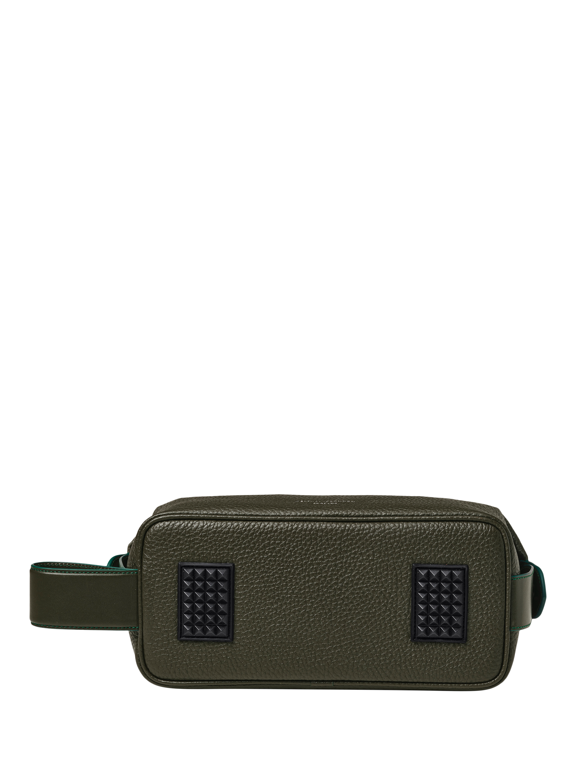 Product image 4 of 5, which shows Aspinal of London Reporter Pebble Leather Wash Bag, Forest Green