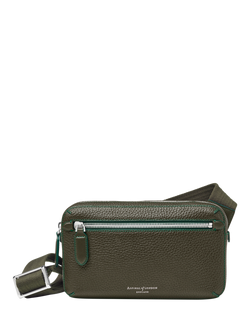 Aspinal of London Compact Pebble Leather Reporter Bag, Forest Green