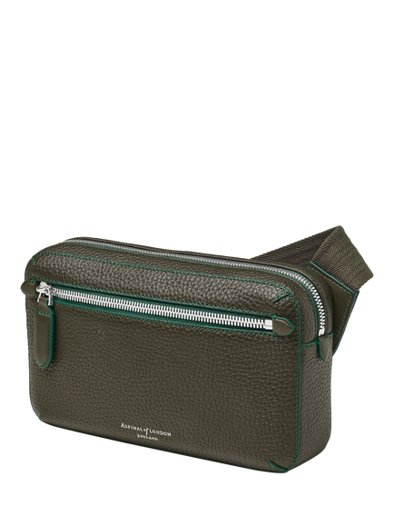 Aspinal of London Compact Pebble Leather Reporter Bag - view 2, Forest Green